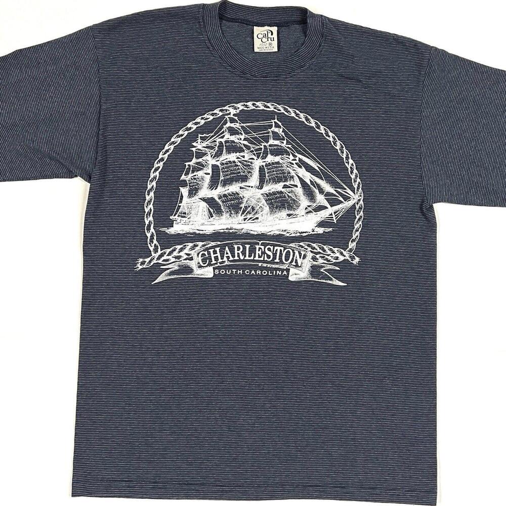 Vintage 1990s Charleston South Carolina T Shirt Adult M Medium Cal Cru Sailing - Picture 2 of 9